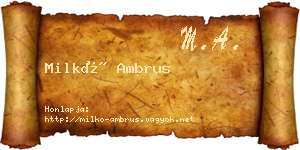 Milkó Ambrus névjegykártya